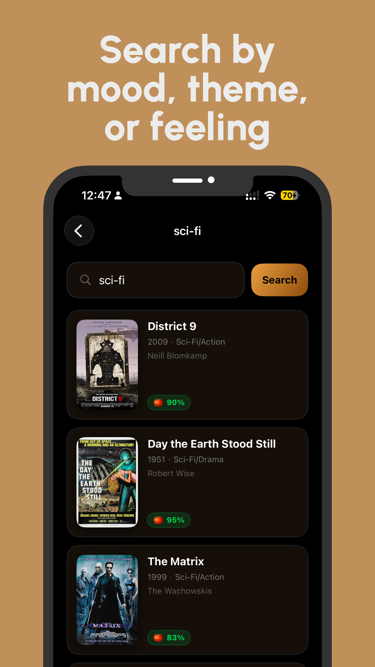Muvue search by mood feature